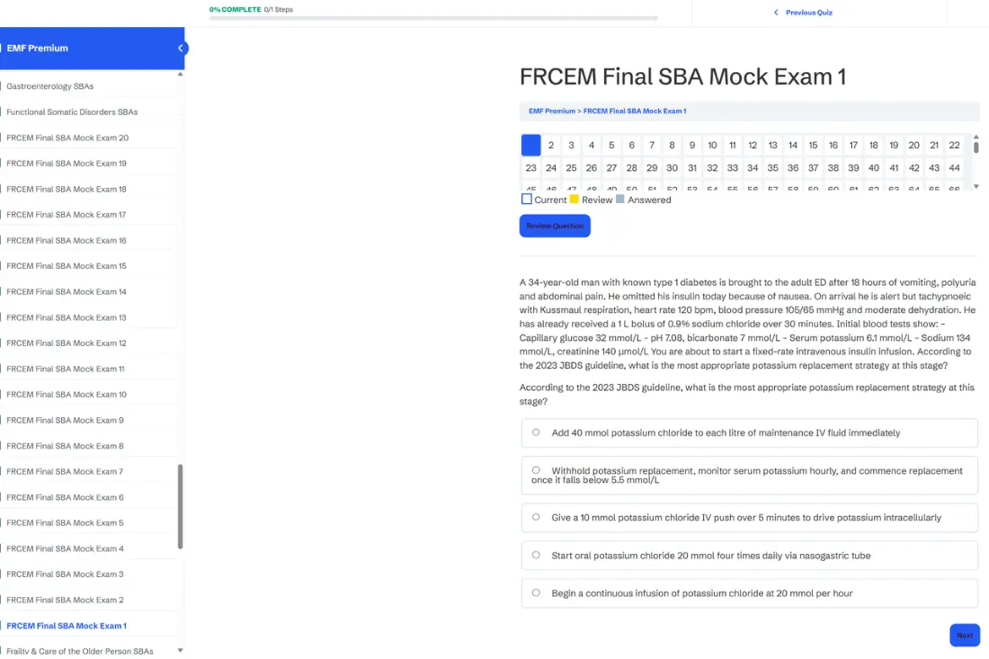 EMF timed mock exam