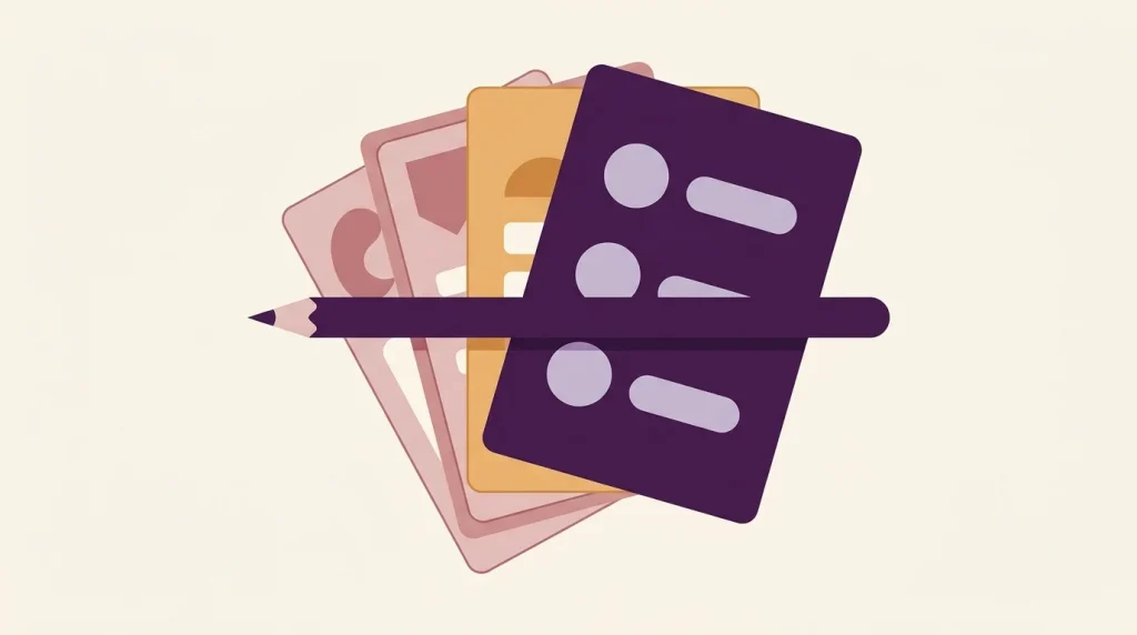 Fanned stack of MRCEM Primary exam question cards with multiple-choice answer bubbles