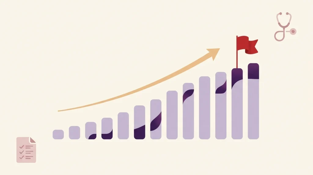 Stylised editorial illustration of FRCEM Primary pass-rate journey timeline