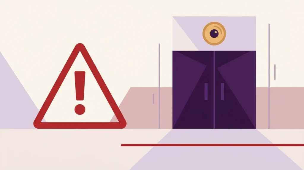 Warning sign at MRCEM exam centre entrance highlighting fraud and cheating risks