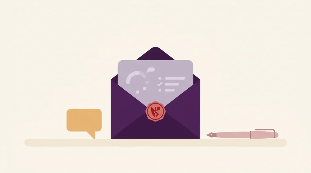 Feedback envelope and speech bubble for giving RCEM exam feedback after failing